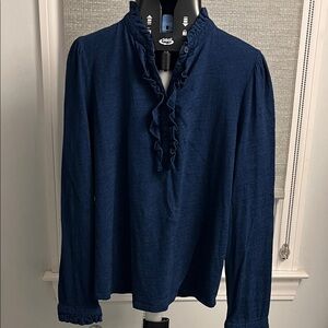 Boden Midnight Blue Ruffle Blouse